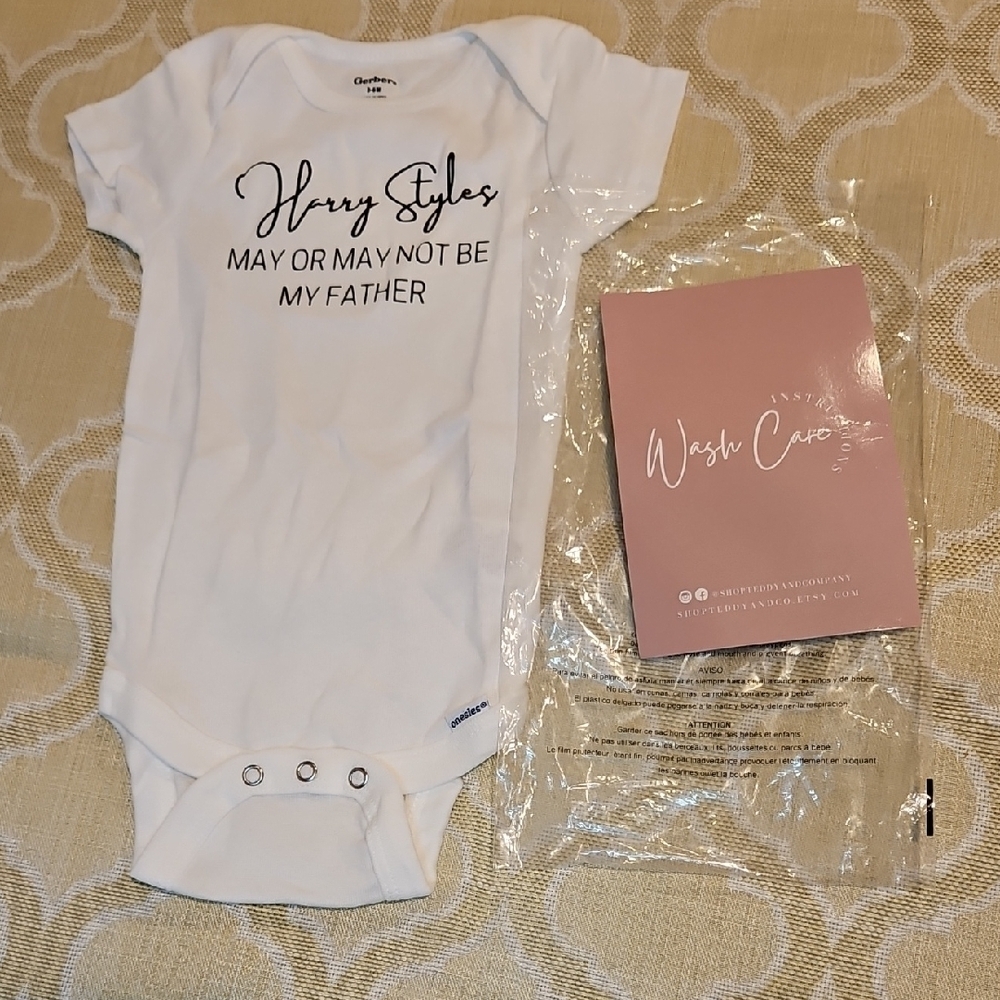 Gerber White Harry Styles May Be My Father Baby Onesie Sz. 3-6 Mo NWT